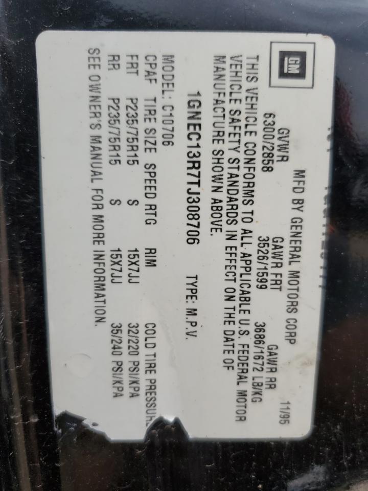 1996 Chevrolet Tahoe C1500 VIN: 1GNEC13R7TJ308706 Lot: 51789455