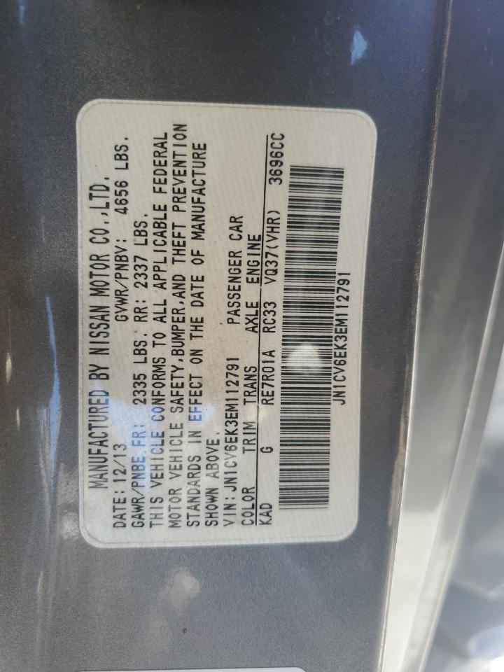 2014 Infiniti Q60 Journey VIN: JN1CV6EK3EM112791 Lot: 54754265