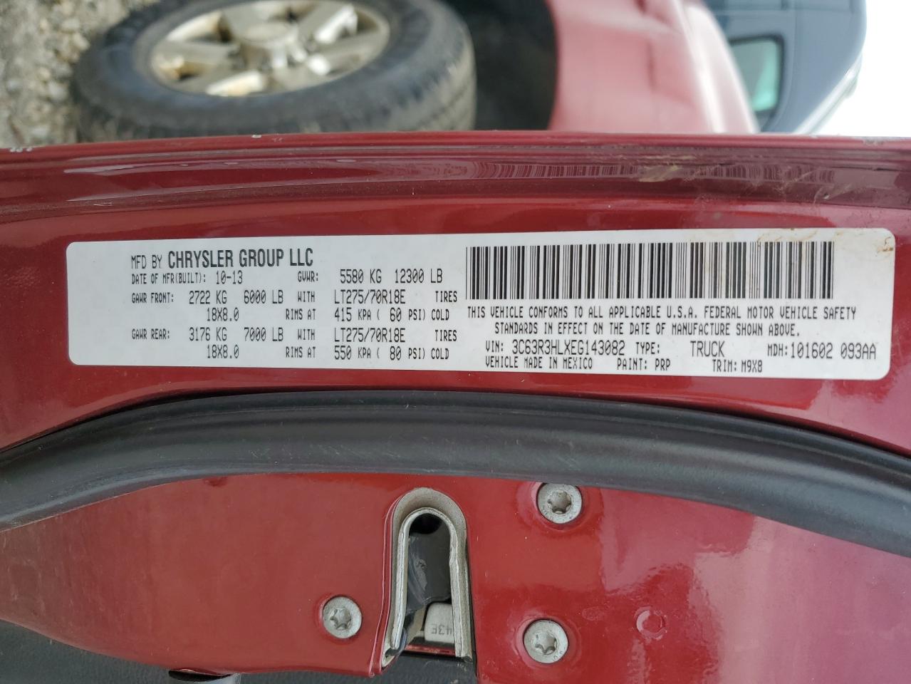 2014 Ram 3500 Slt VIN: 3C63R3HLXEG143082 Lot: 52629935