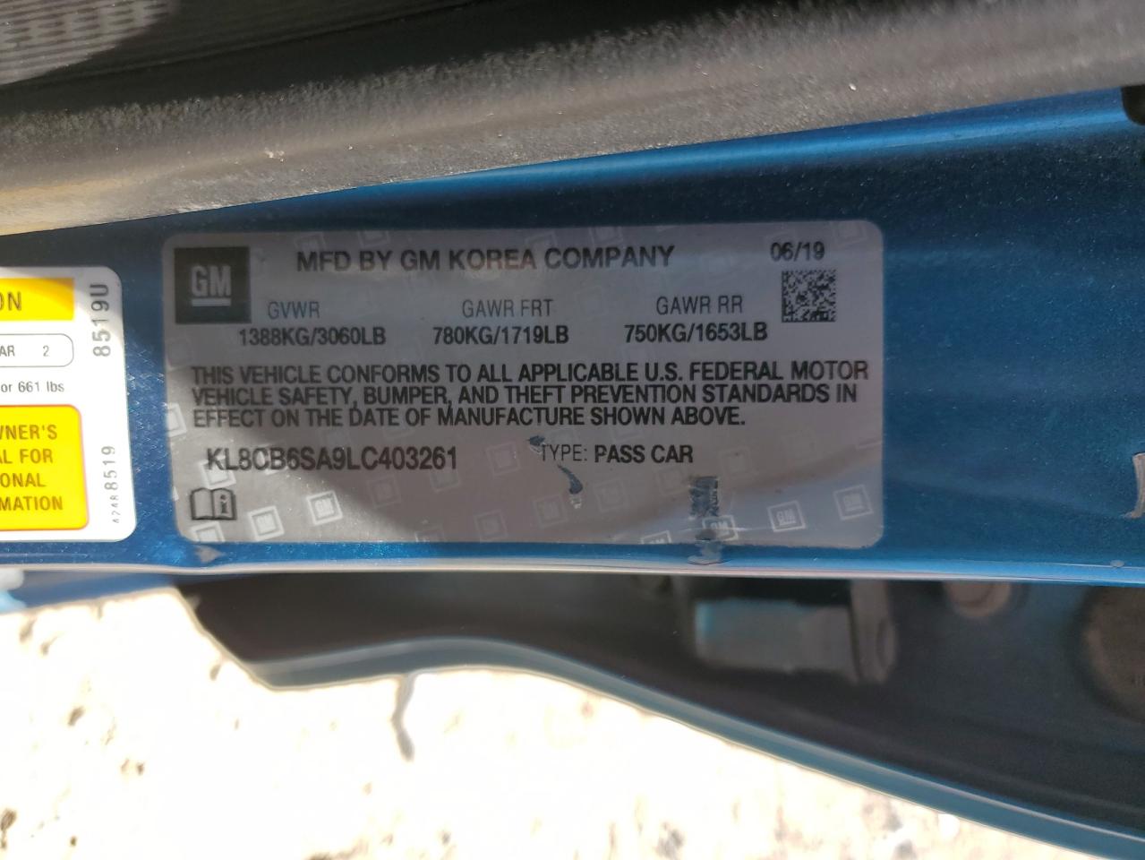 2020 Chevrolet Spark Ls VIN: KL8CB6SA9LC403261 Lot: 53918045