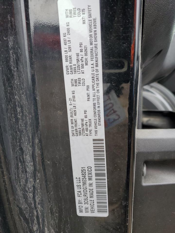 2021 Ram Promaster 2500 2500 High VIN: 3C6LRVDG7ME548251 Lot: 51738905