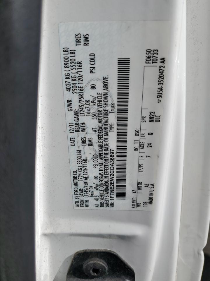 2012 Ford Econoline E250 Van VIN: 1FTNE2EW2CDA36897 Lot: 53489465