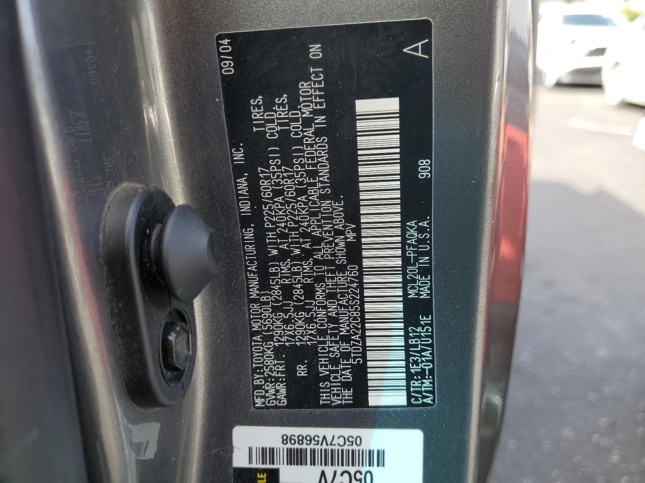 2005 Toyota Sienna Xle VIN: 5TDZA22C85S224760 Lot: 53734125