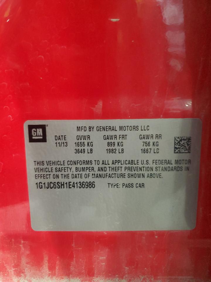 2014 Chevrolet Sonic Lt VIN: 1G1JC6SH1E4136986 Lot: 54676275