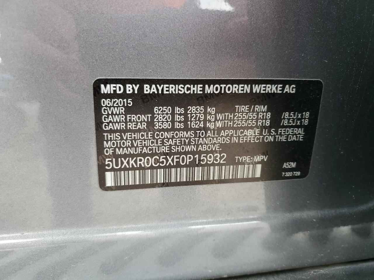 5uxkr0c5xf0p15932 5UXKR0C5XF0P15932 2015 BMW X5 xDrive35I