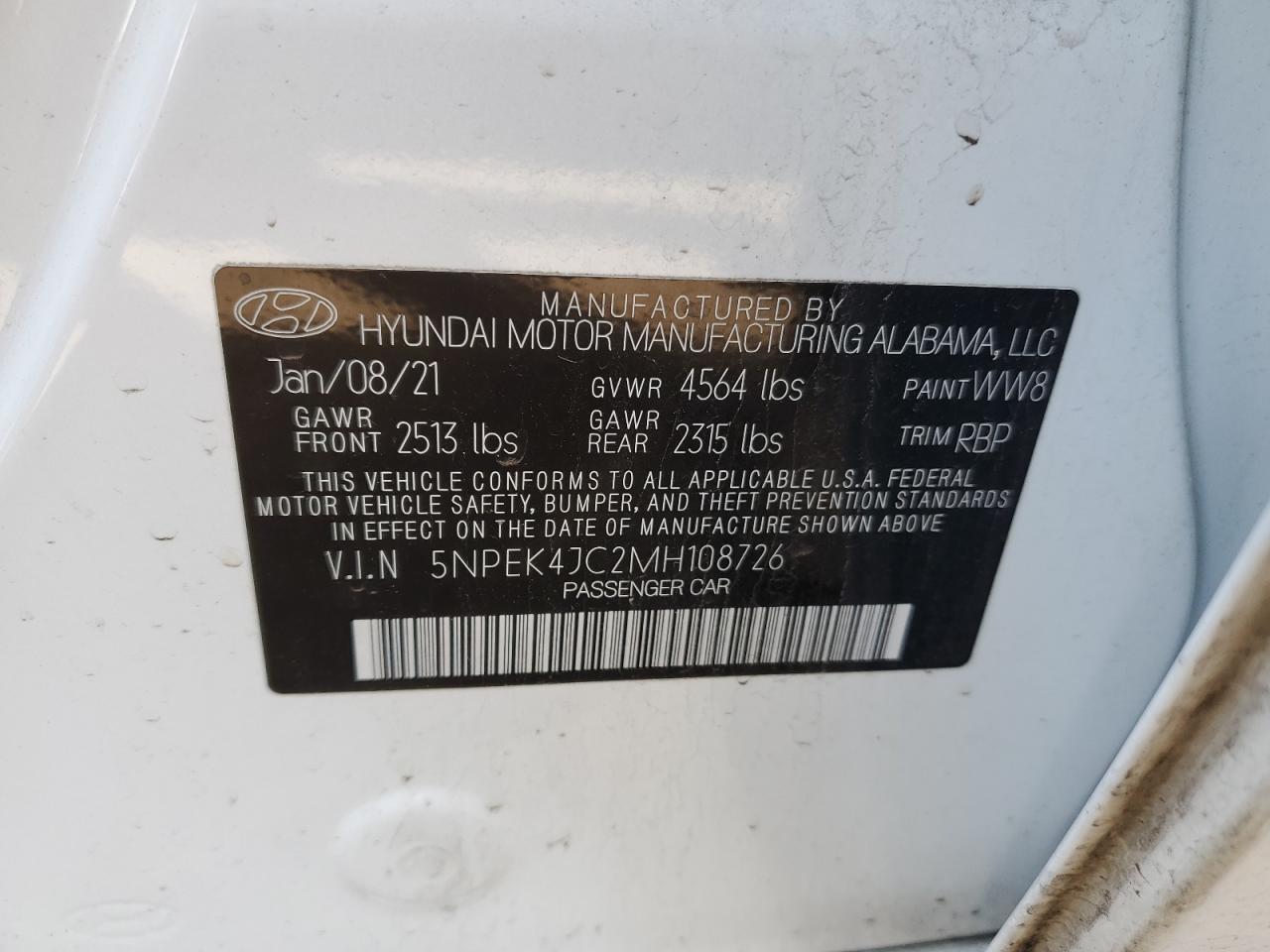 2021 Hyundai Sonata N Line VIN: 5NPEK4JC2MH108726 Lot: 53287595