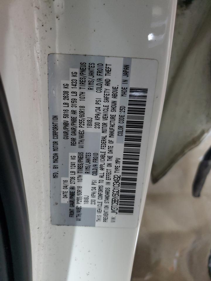 2016 Mazda Cx-9 Touring VIN: JM3TCBBY6G0103492 Lot: 54902325