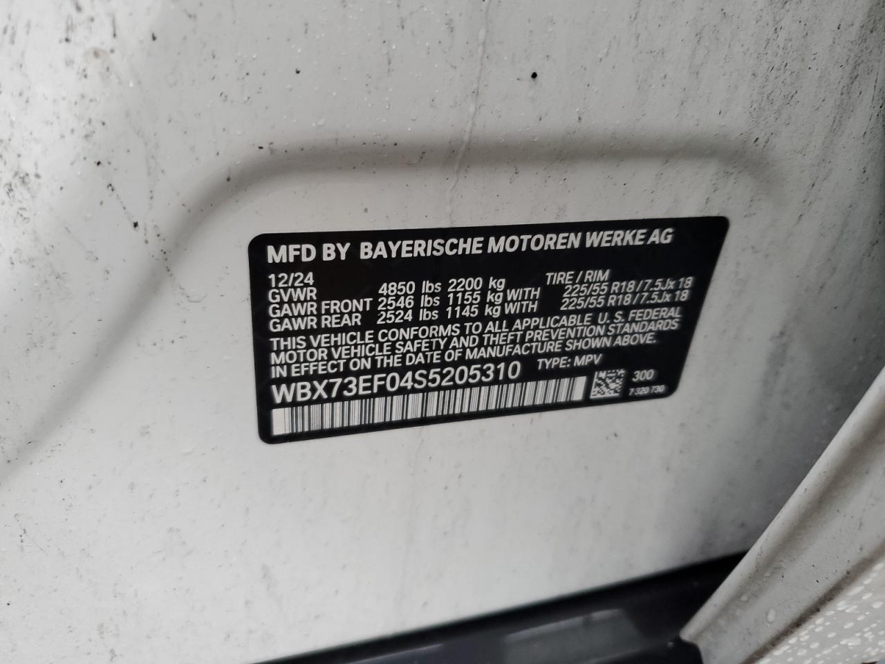 2025 BMW X1 xDrive28I VIN: WBX73EF04S5205310 Lot: 51547245