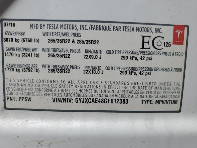 2016 TESLA MODEL X 