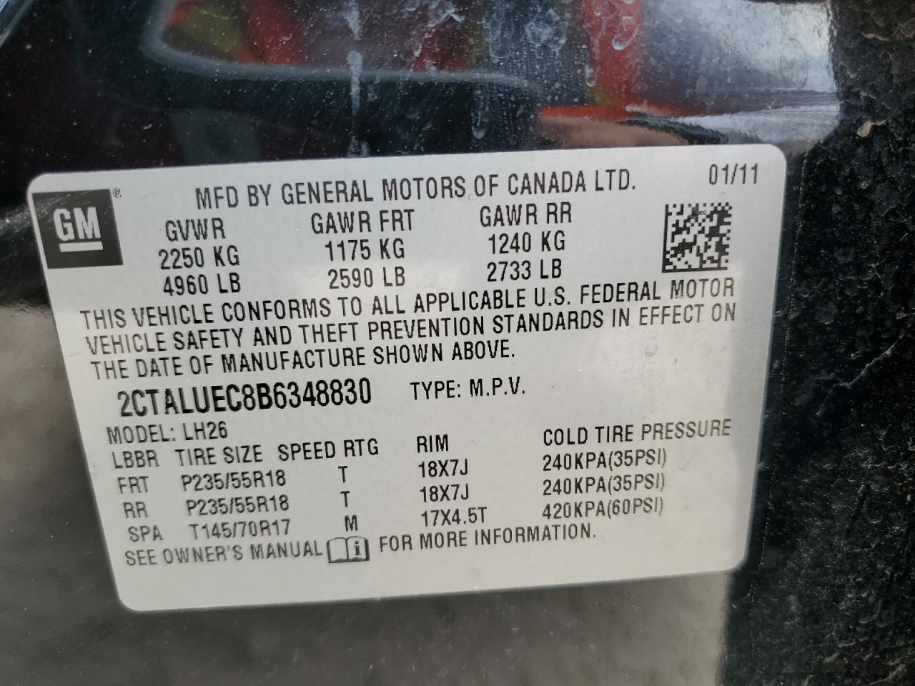 2011 GMC Terrain Slt VIN: 2CTALUEC8B6348830 Lot: 52083925