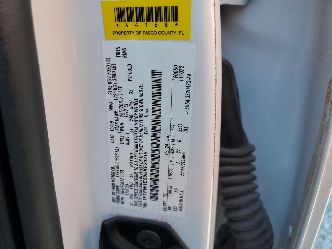 2019 Ford F150 Supercrew VIN: 1FTFW1E58KKF20215 Lot: 52313465