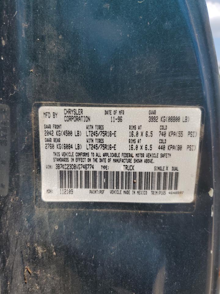 1997 Dodge Ram 2500 VIN: 3B7KC23D8VG746774 Lot: 54536375