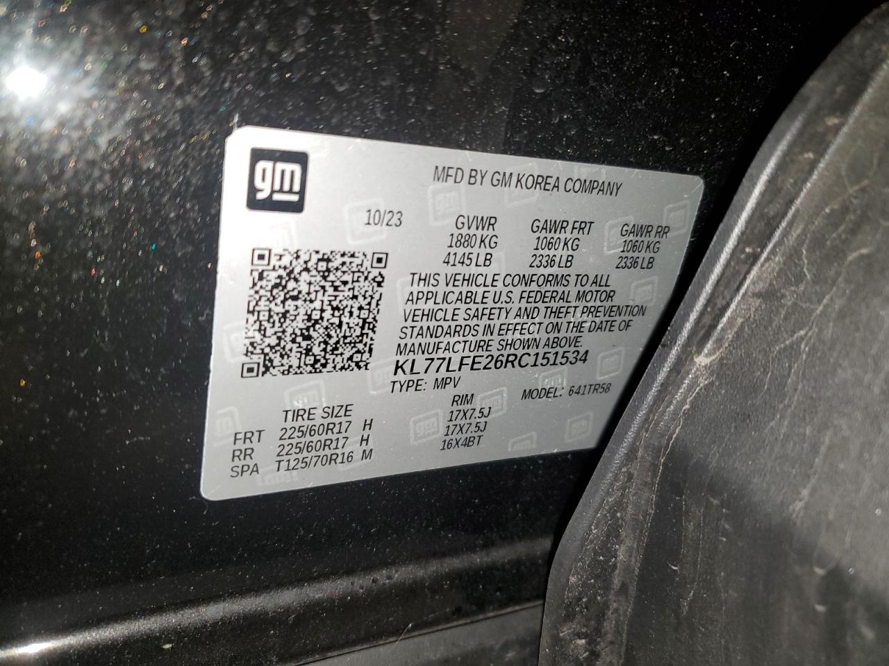 KL77LFE26RC151534 CHEVROLET TRAX 2024