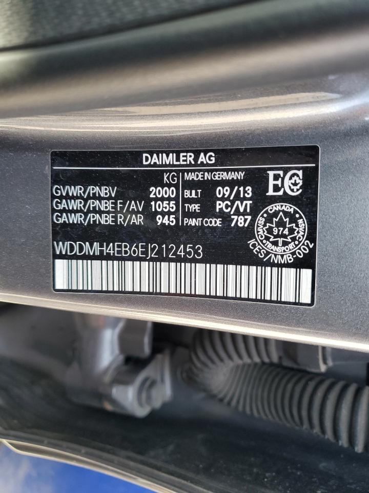 2014 Mercedes-Benz B250 VIN: WDDMH4EB6EJ212453 Lot: 51744225