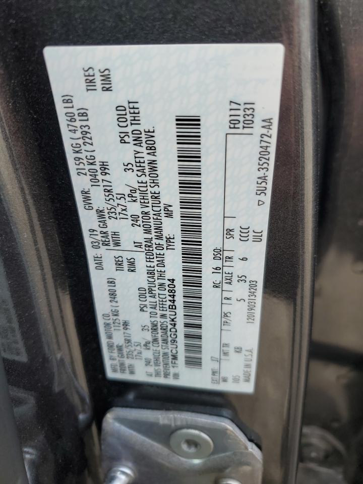 1fmcu9gd4kub44804 1FMCU9GD4KUB44804 2019 Ford Escape Se