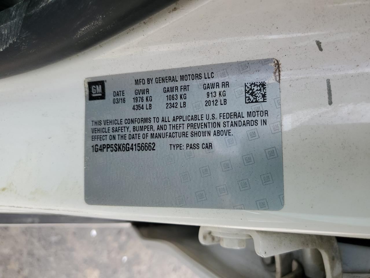 2016 Buick Verano VIN: 1G4PP5SK6G4156662 Lot: 52984965