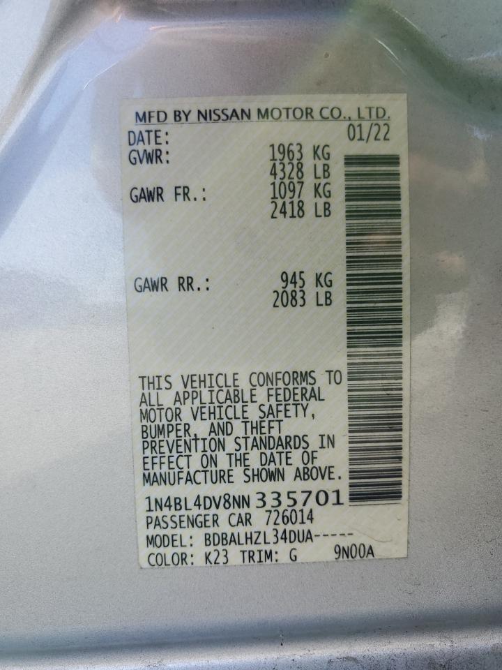1N4BL4DV8NN335701 NISSAN ALTIMA 2022