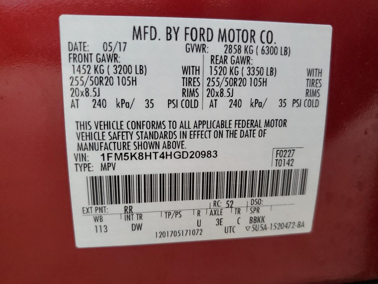 1fm5k8ht4hgd20983 1FM5K8HT4HGD20983 2017 Ford Explorer Platinum