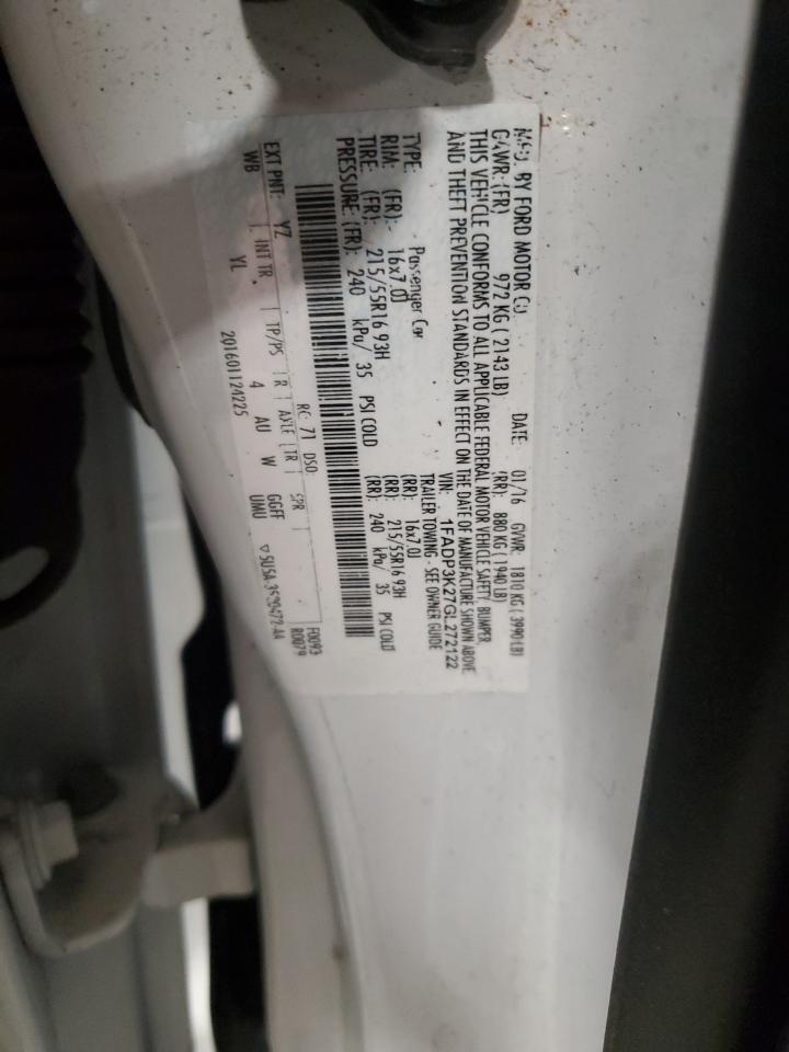 1FADP3K27GL272122 FORD FOCUS 2016