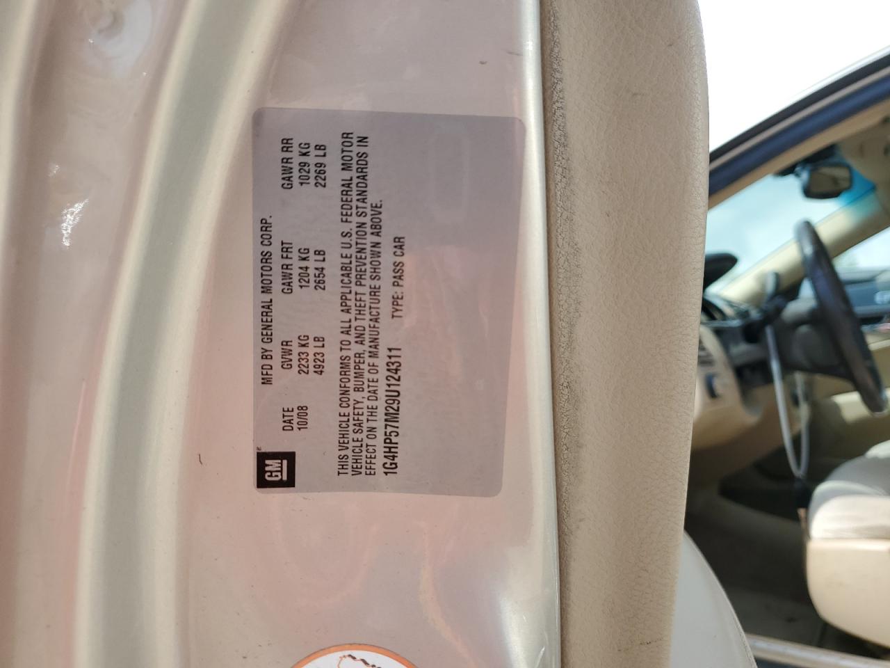 2009 Buick Lucerne Cx VIN: 1G4HP57M29U124311 Lot: 54200405