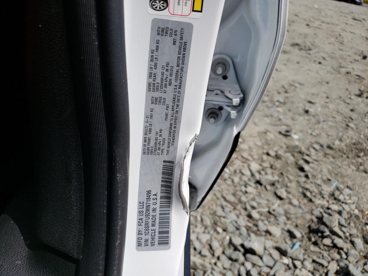 VIN: 1C6SRFU92MN718496 2021 RAM 1500