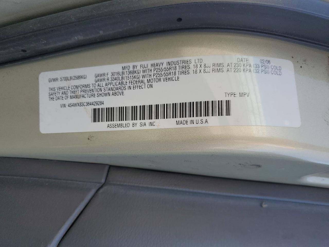 2006 Subaru B9 Tribeca 3.0 H6 VIN: 4S4WX83C364429284 Lot: 54278565