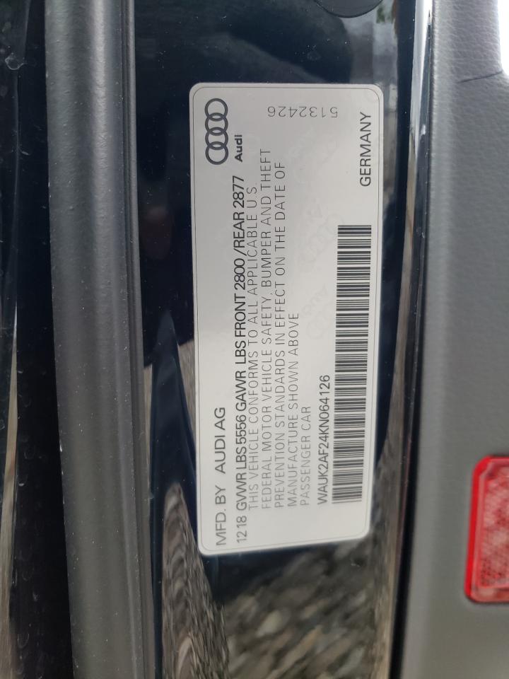 2019 Audi A6 Premium VIN: WAUK2AF24KN064126 Lot: 53026015