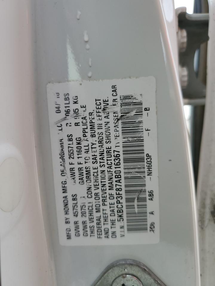 2010 Honda Accord Exl VIN: 5KBCP3F87AB016367 Lot: 53757525