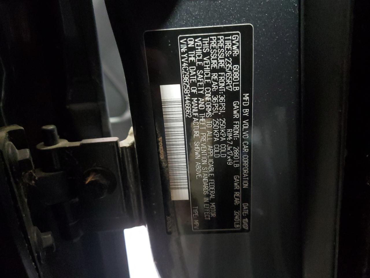 2008 Volvo Xc90 3.2 VIN: YV4CZ982581446662 Lot: 52287965