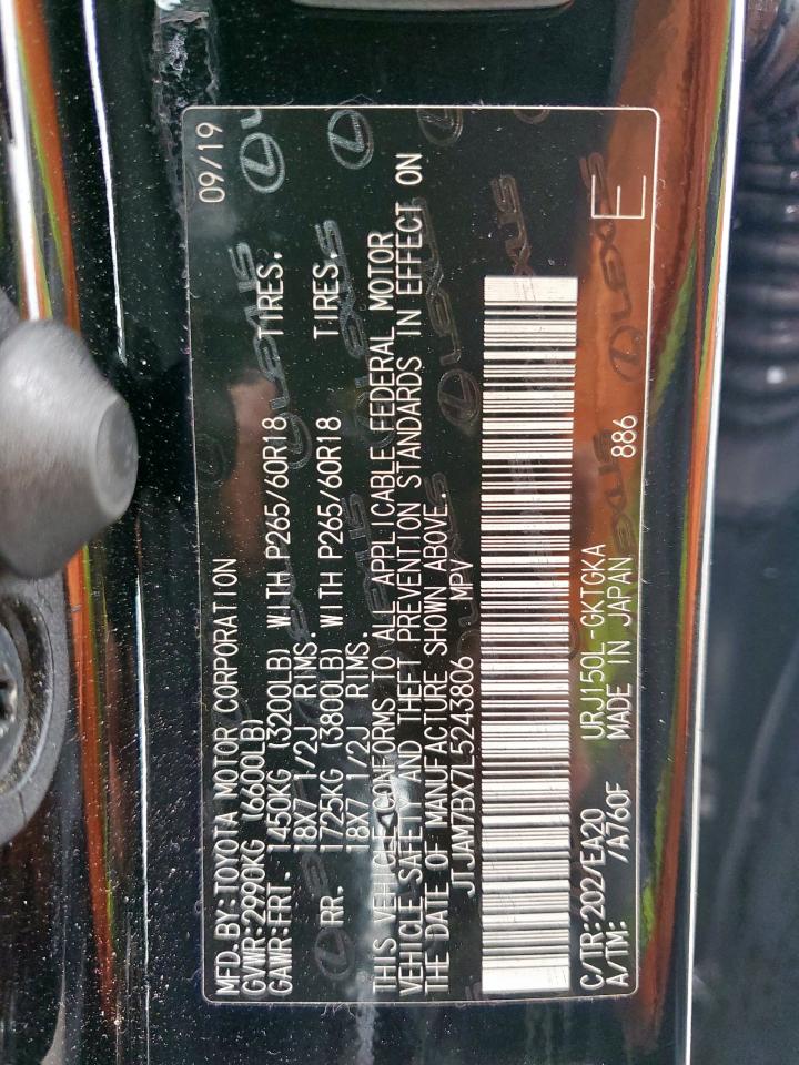 2020 Lexus Gx 460 Premium VIN: JTJAM7BX7L5243806 Lot: 51244055