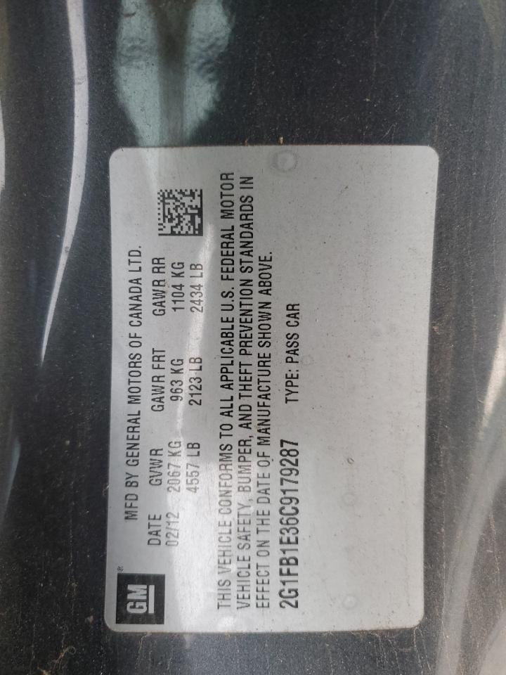 2012 Chevrolet Camaro Lt VIN: 2G1FB1E36C9179287 Lot: 54779735