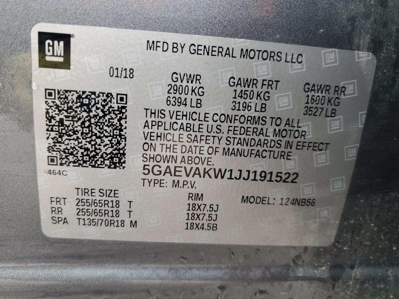 2018 Buick Enclave Essence VIN: 5GAEVAKW1JJ191522 Lot: 51297525