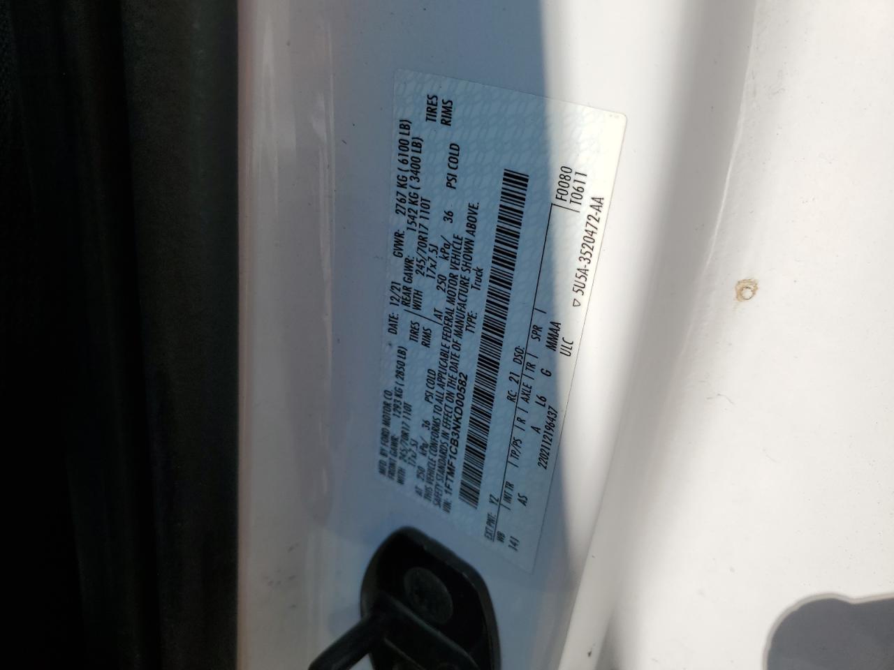 2022 Ford F150 VIN: 1FTMF1CB3NKD00582 Lot: 53456805