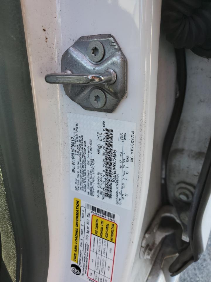 2019 Ford Fusion Se VIN: 3FA6P0LU4KR124849 Lot: 54039995