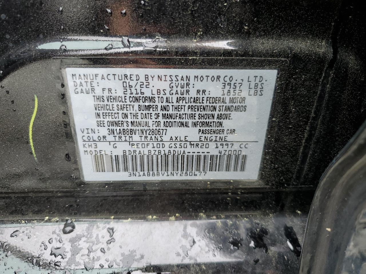 2022 Nissan Sentra S VIN: 3N1AB8BV1NY280677 Lot: 52611525