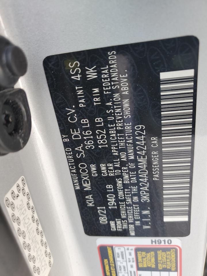 2021 Kia Rio Lx VIN: 3KPA24AD4ME424429 Lot: 53649485