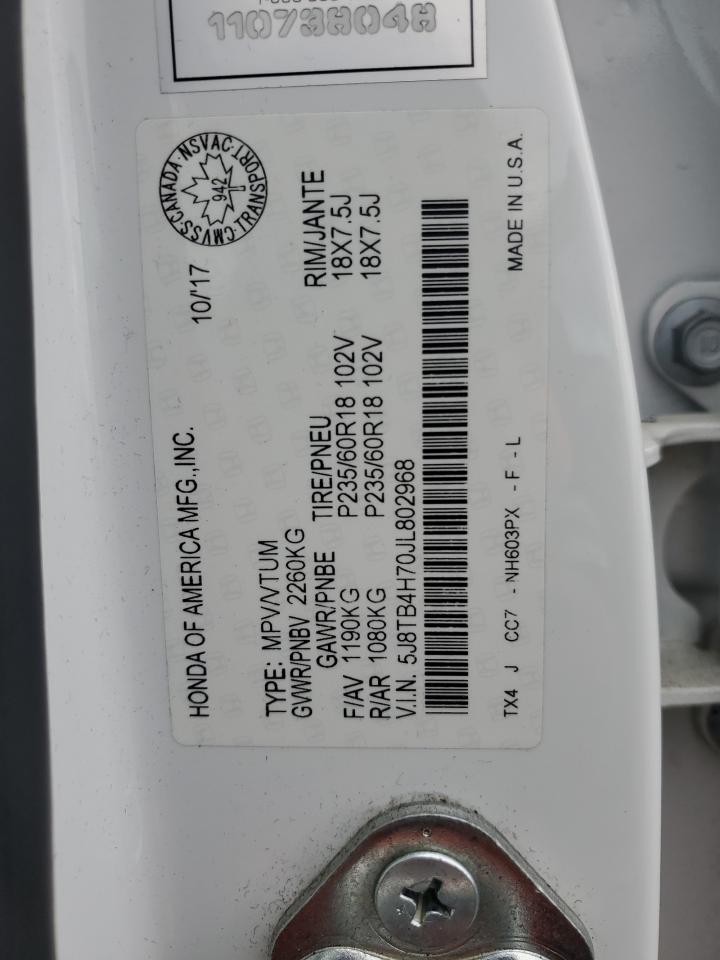 2018 Acura Rdx Advance VIN: 5J8TB4H70JL802968 Lot: 53747875