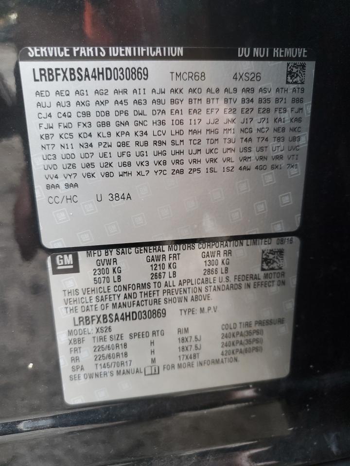 2017 Buick Envision Essence VIN: LRBFXBSA4HD030869 Lot: 54738155