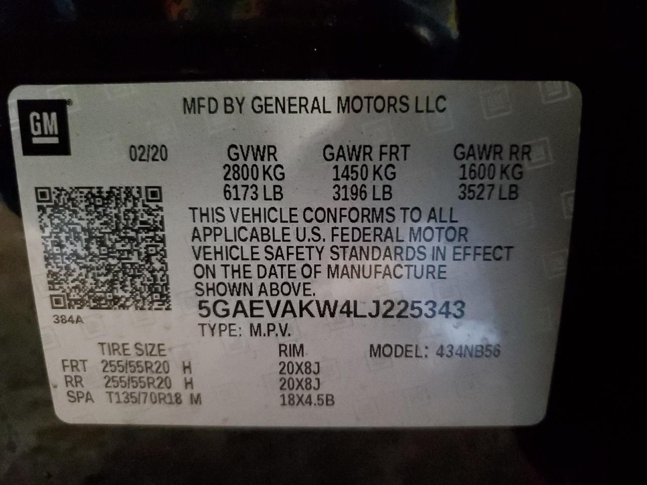 2020 Buick Enclave Essence VIN: 5GAEVAKW4LJ225343 Lot: 52417385