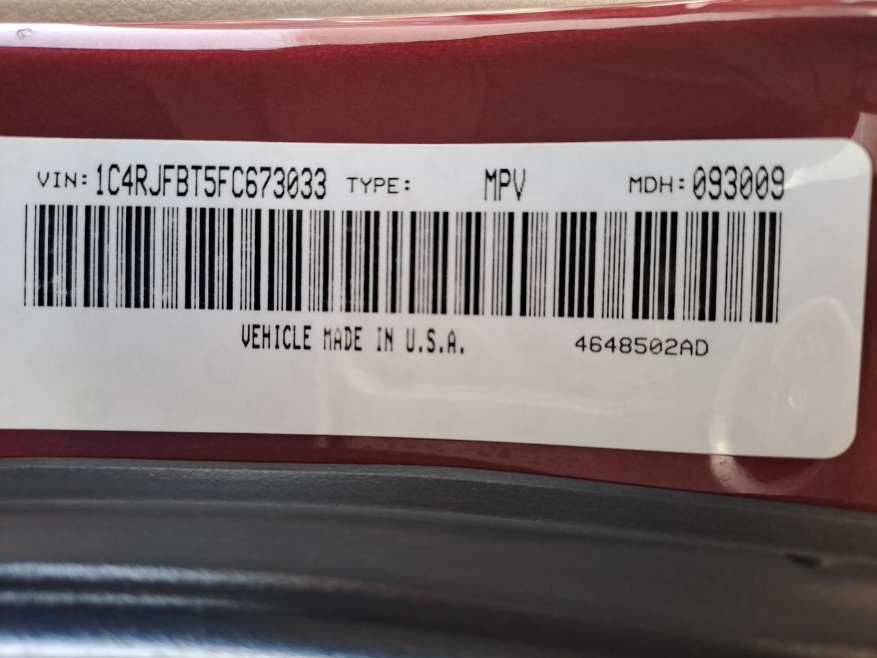 1C4RJFBT5FC673033 - 2015 Jeep G-CHEROKEE - #undefined