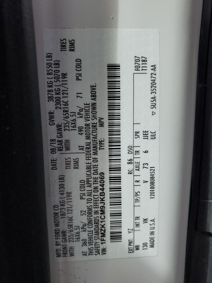 2018 Ford Transit T-150 VIN: 1FMZK1CM9JKB44069 Lot: 53151085