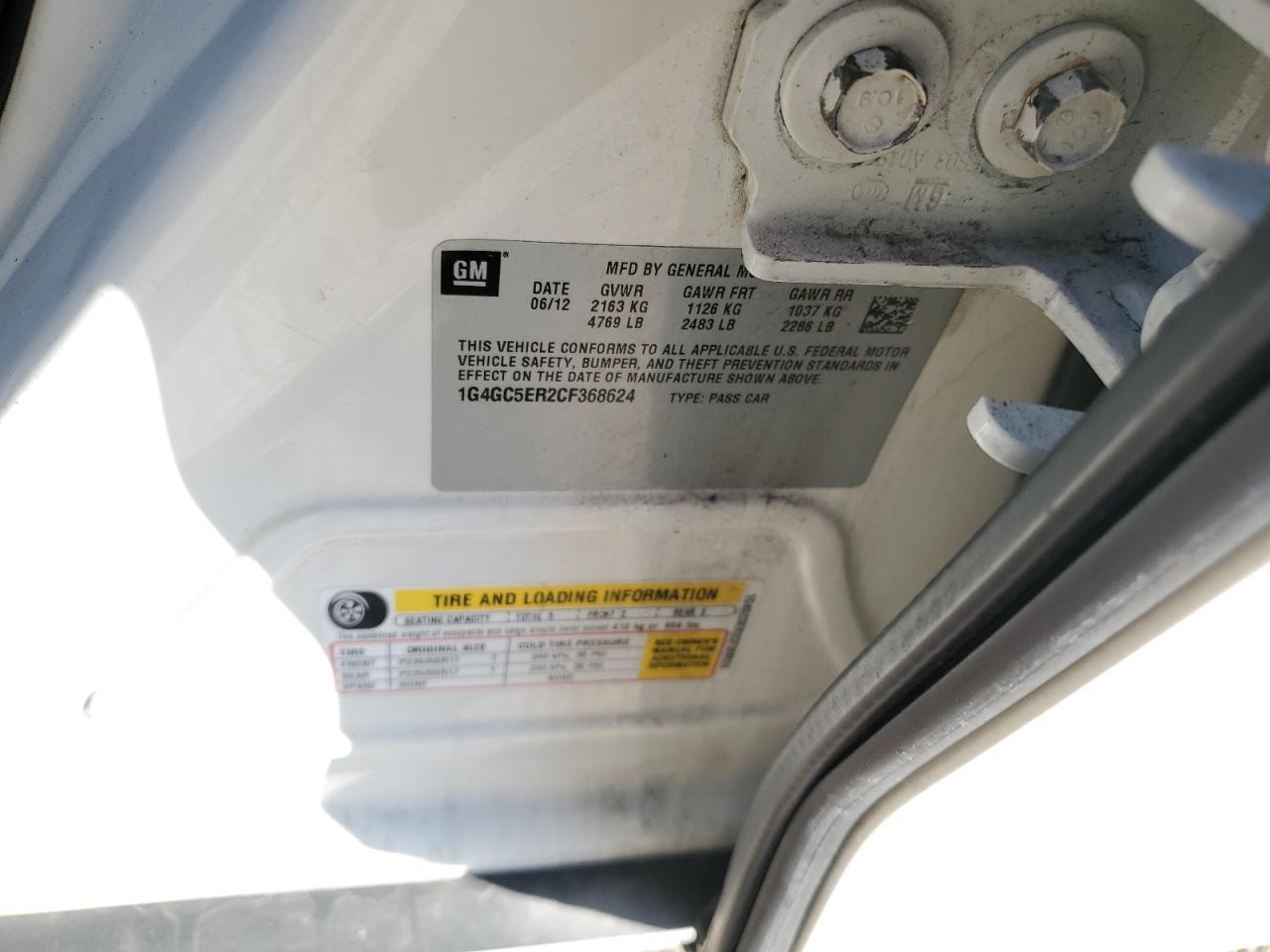 2012 Buick Lacrosse VIN: 1G4GC5ER2CF368624 Lot: 54300775