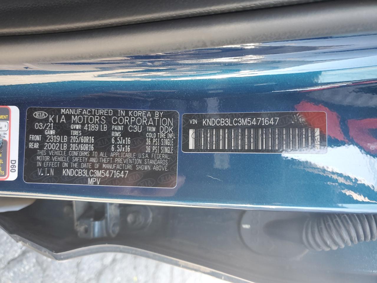 2021 Kia Niro Lx VIN: KNDCB3LC3M5471647 Lot: 50566415