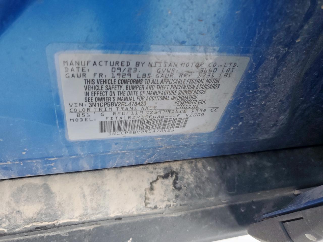 2024 Nissan Kicks S VIN: 3N1CP5BV2RL478423 Lot: 53142845