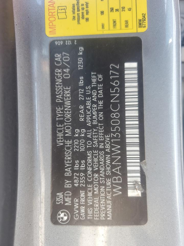 WBANW13508CN56172 2008 BMW 535 I