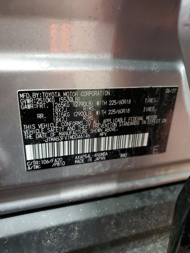 2021 Toyota Rav4 Prime Se VIN: JTMAB3FV1MD046146 Lot: 52289205