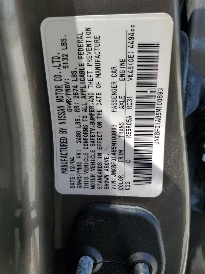 2005 Infiniti Q45 VIN: JNKBF01A85M100893 Lot: 55212695