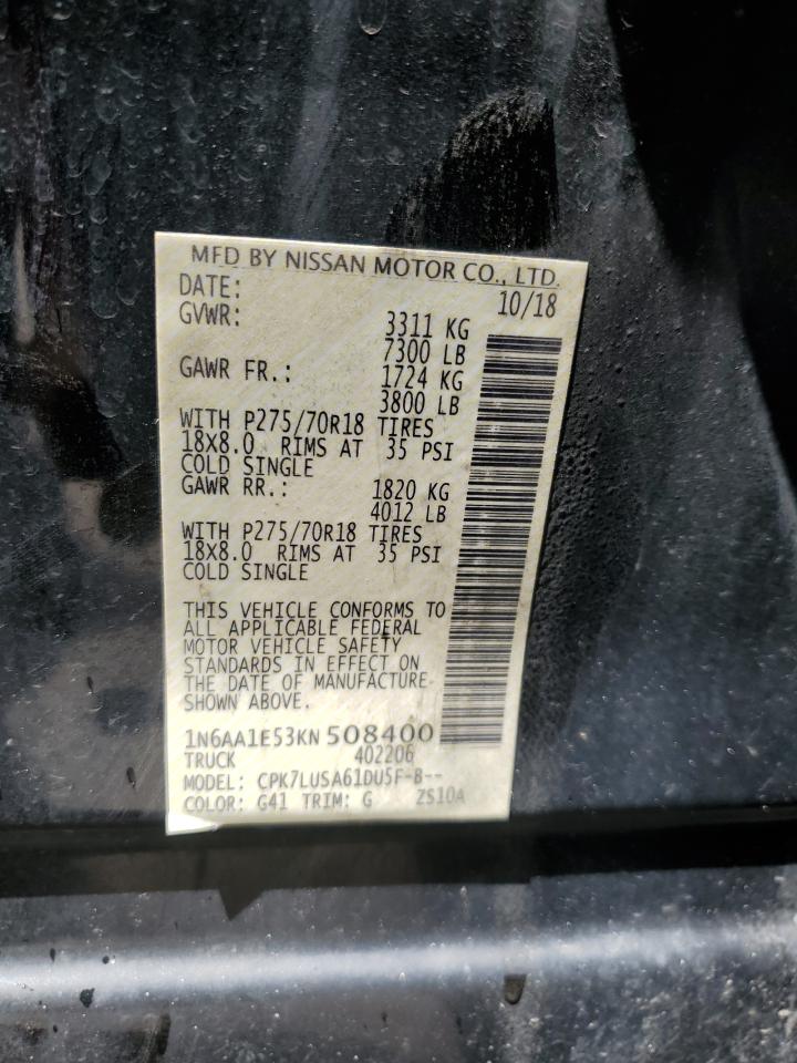 1N6AA1E53KN508400 NISSAN TITAN 2019