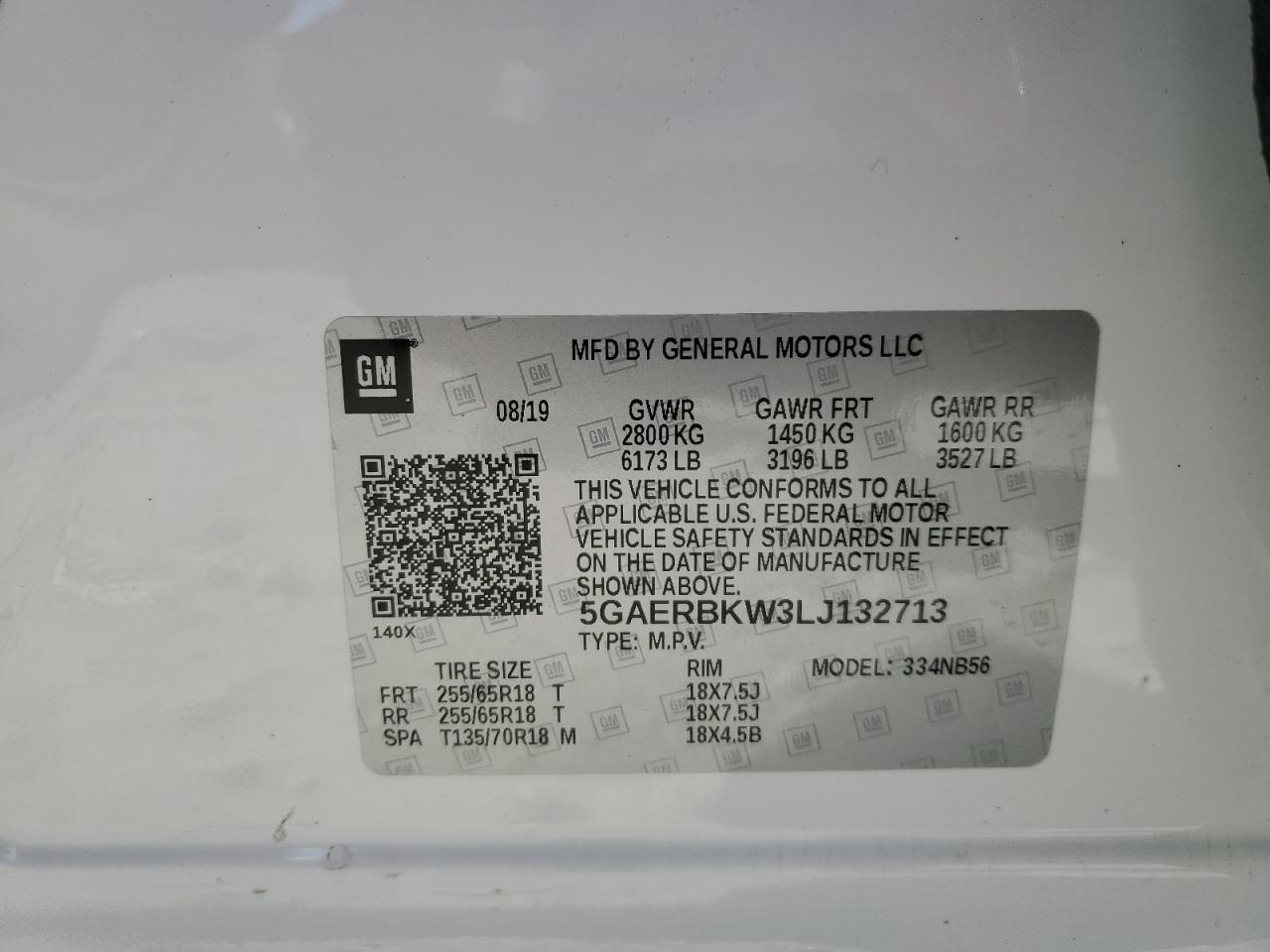 2020 Buick Enclave Essence VIN: 5GAERBKW3LJ132713 Lot: 52681875