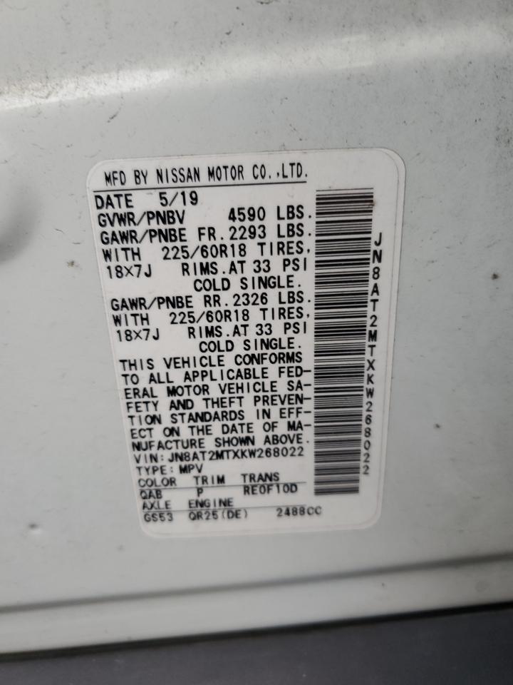 jn8at2mtxkw268022 JN8AT2MTXKW268022 2019 Nissan Rogue S